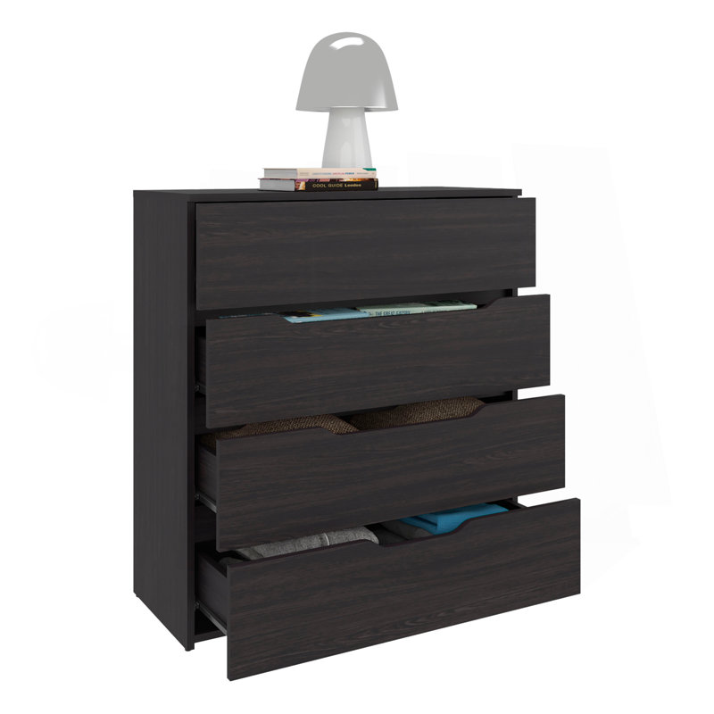 Commode à quatre tiroirs Aralia, plateau supérieur, wengé noir