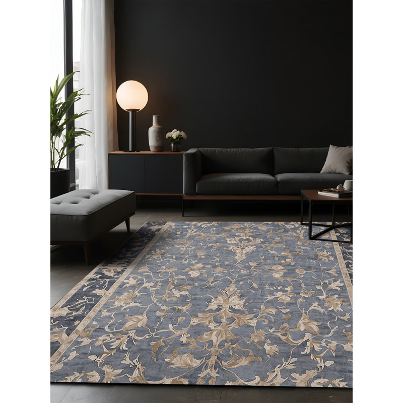 Tapis gris soyeux et moelleux, Carré 6 pi