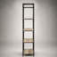Bibliothèque industrielle à 5 tablettes avec structure ouverte en métal et tablettes en bois pour un rangement spacieux et une esthétique moderne