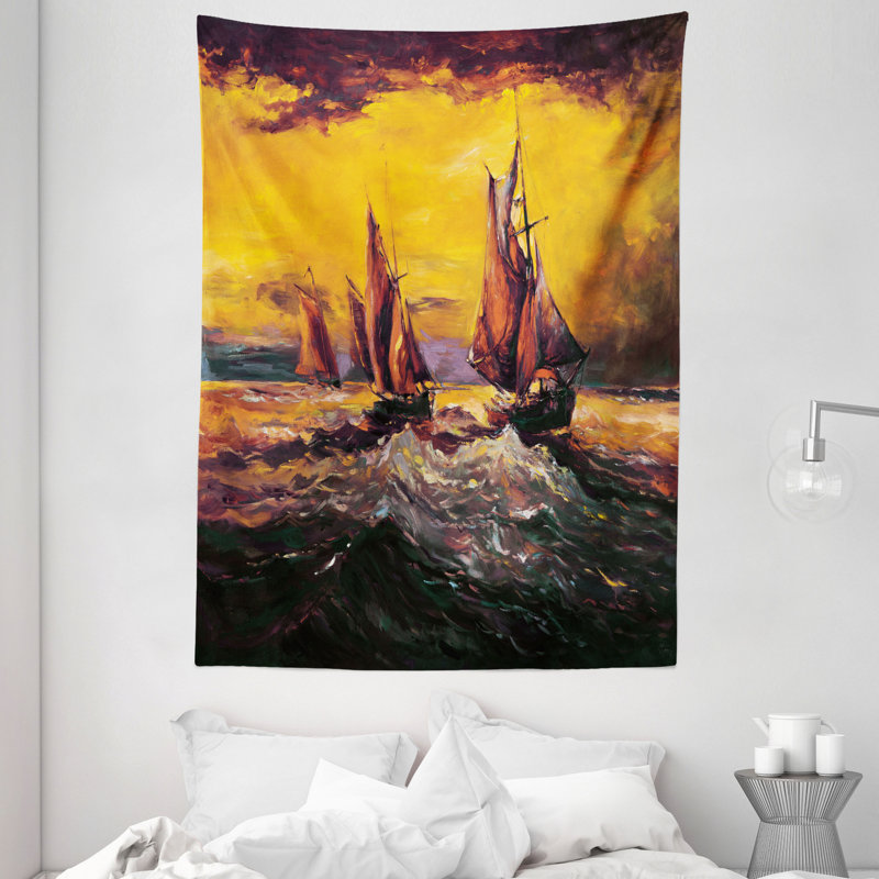 Tapisserie en polyester ciel, H 80 po x l 60 po