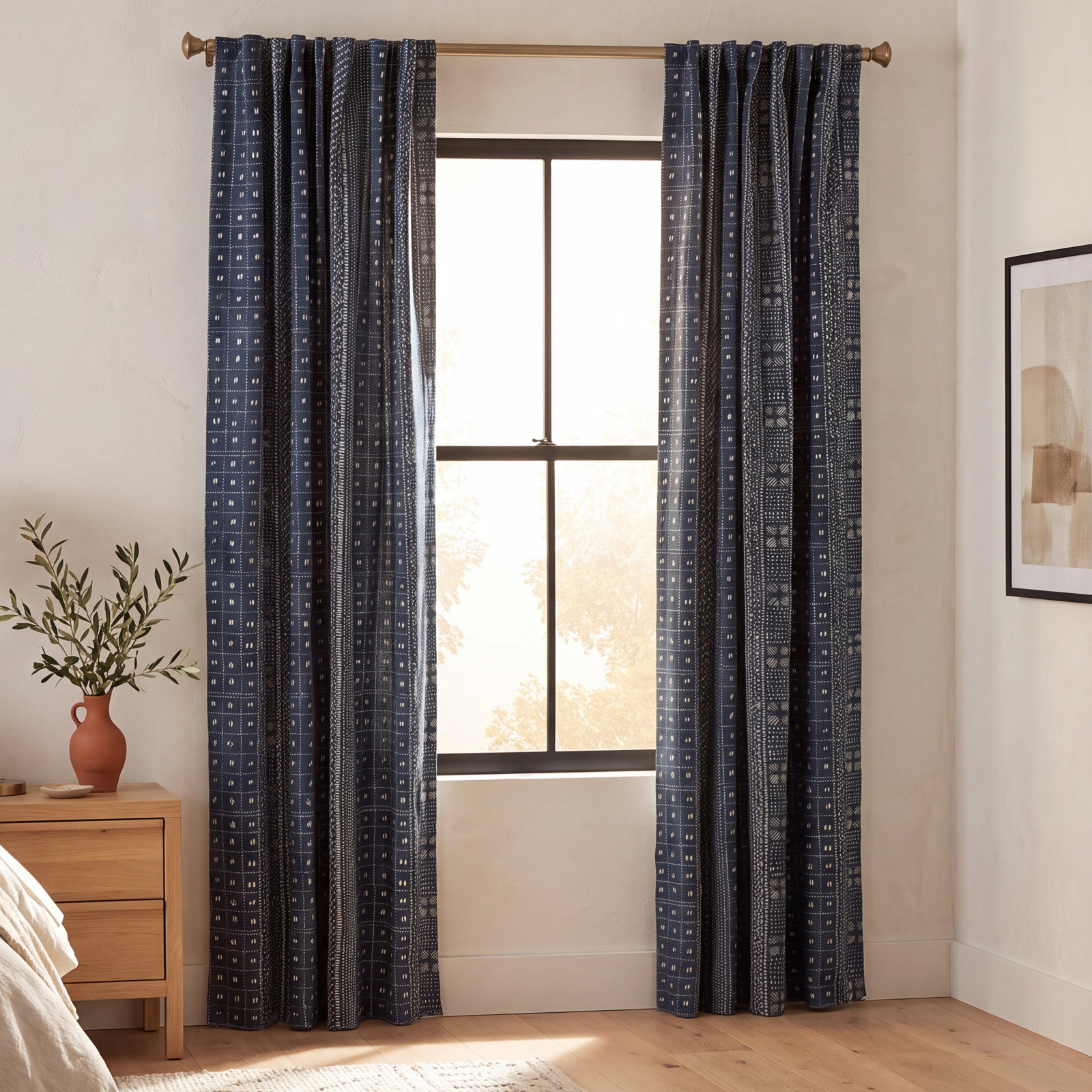 Kodi Batik Cotton Curtain Panel, 55" W x 96" L