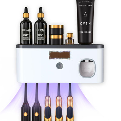 Porte-brosse à dents mural avec distributeur de dentifrice, rechargeable sans fil, 1 compartiment