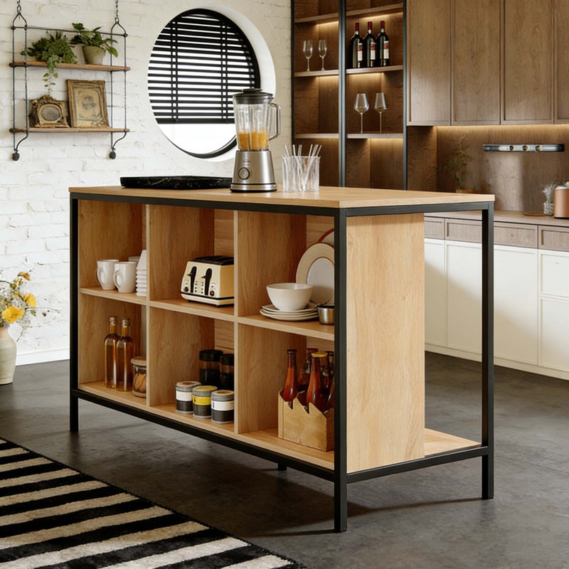 Table bistro avec 6 compartiments de rangement Home Bar