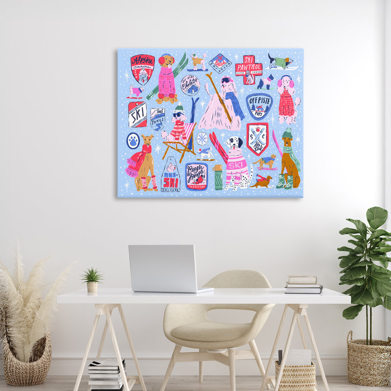 «Ski Dogs Composition Canvas», conception par Krissy Mast, H 30 po x l 40 po