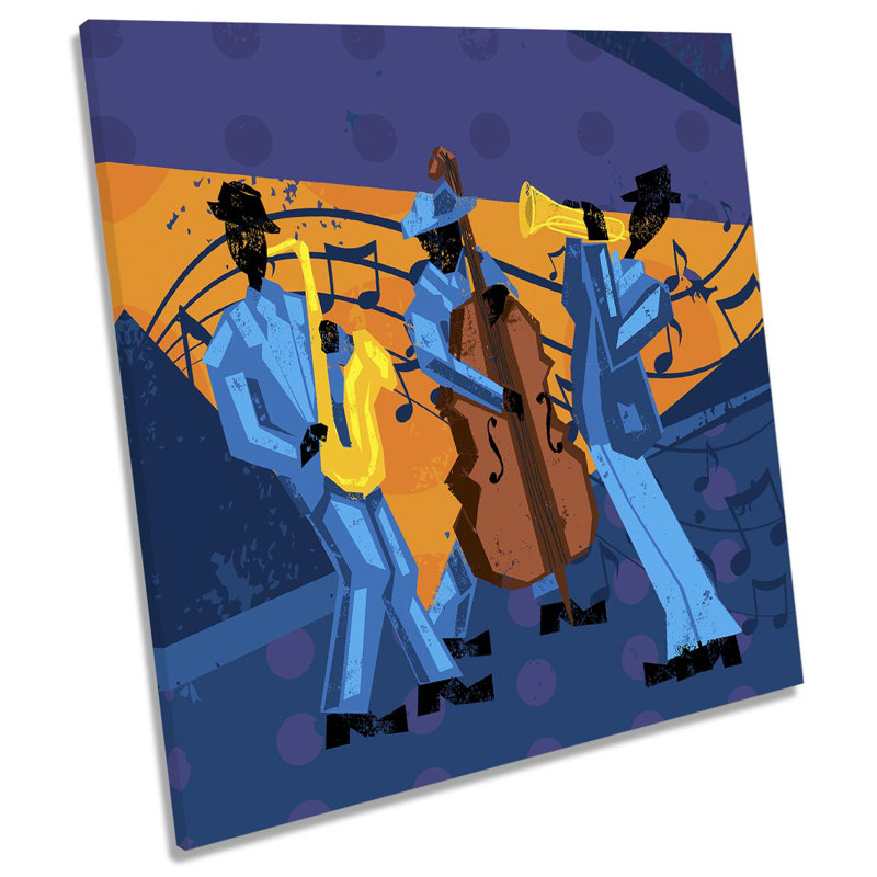 Z2437 Jazz Music Band Modern - Wrapped Canvas Print, 91.4cm H x 91.4cm W x 4cm D