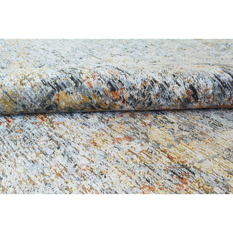 High-Quality Hand-Knotted Grey And Rust Area Rug, Grey And Rust, Rectangle 10' x 14'