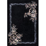 Antique Black Color Minimalist Open Field Chinese Art Deco Rug