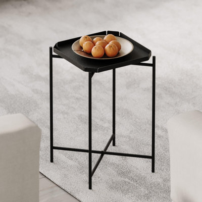 Modern Black Coffee Table, 18.1 x 22.0 x 18.1 inches | Durable 100% Metal Construction, Weighs 4.5 lbs | Industrial Style for Living Room, Sleek Design for Modern Home Décor, Perfect for Small Spaces
