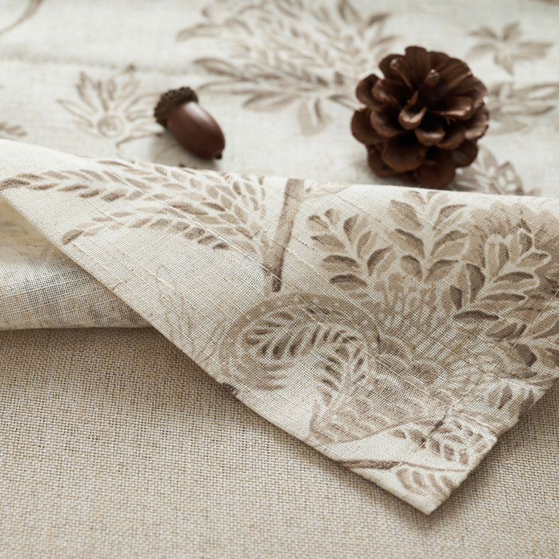 Cantonnière en lin à imprimé floral, Taupe / beige