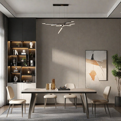 Minimal rectangular rock plate dining table set