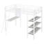 Lit mezzanine simple en métal blanc avec tablettes à 3 couches et bureau - Maximisez l'espace de votre chambre à coucher avec 3 couches de design moderne-1176552453-1176552455