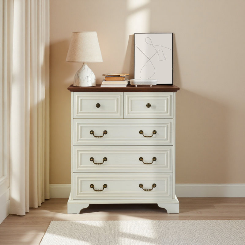 Commode 5 tiroirs Farmhouse, Brun antique