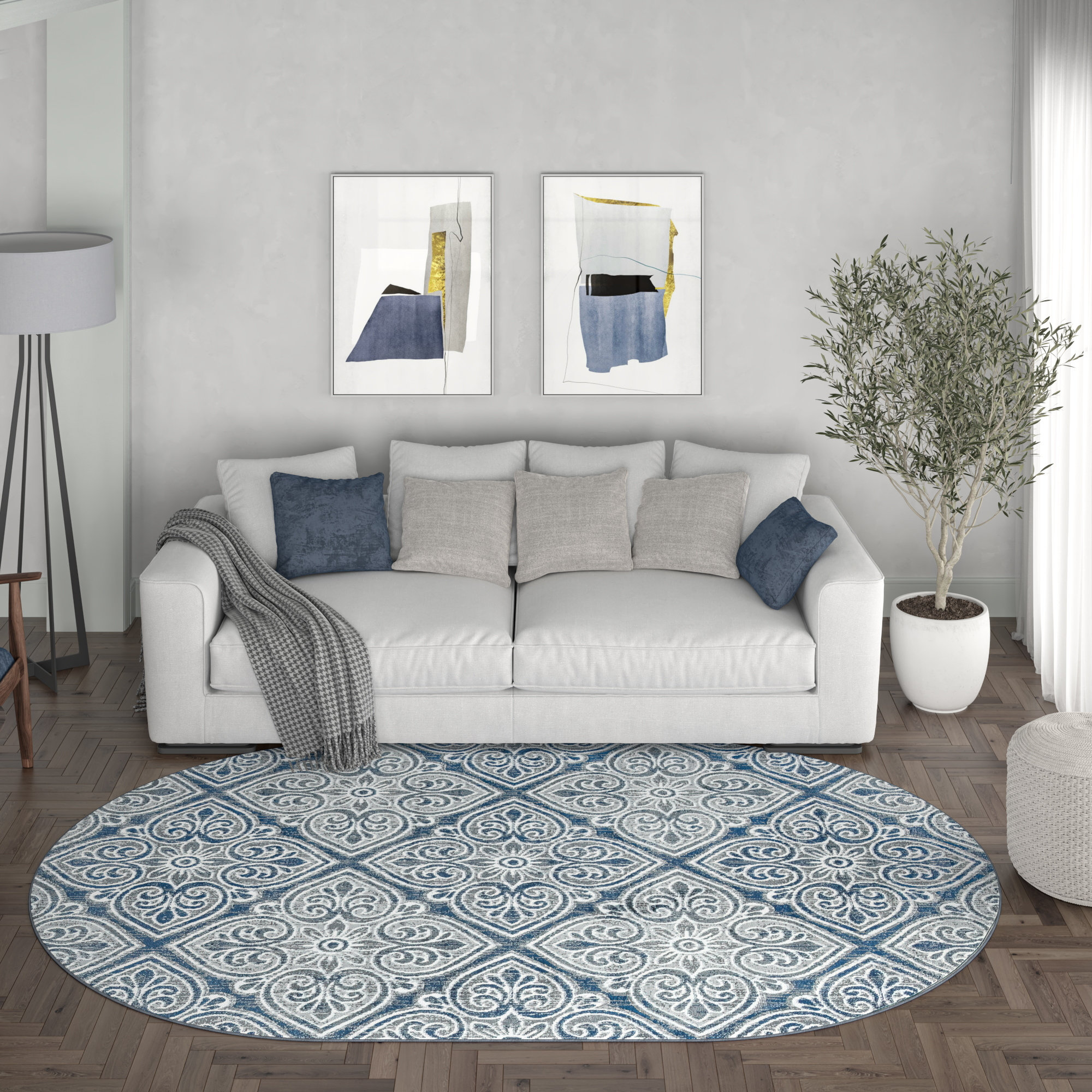 Beverly Rug 10 X 13 Grey White Lightweight Moroccan Trellis