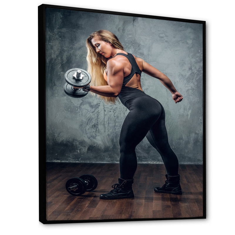 Muscle Machine - reproduction sur toile, H 40 po x l 30 po x P 1,5 po, Cadre flottant noir