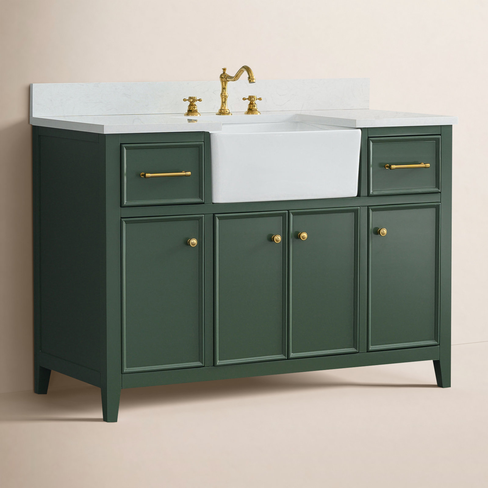 Aisa 48" Pine Single Bathroom Vanity, Evergreen/Brushed Gold