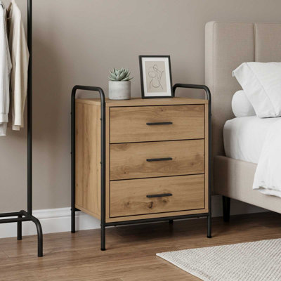 48 cm W Galvanised Steel Bedside Table