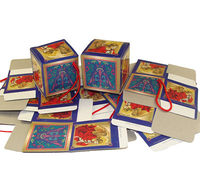 Mini boîte-cadeau d'ange de Noël bleu et or 2 "