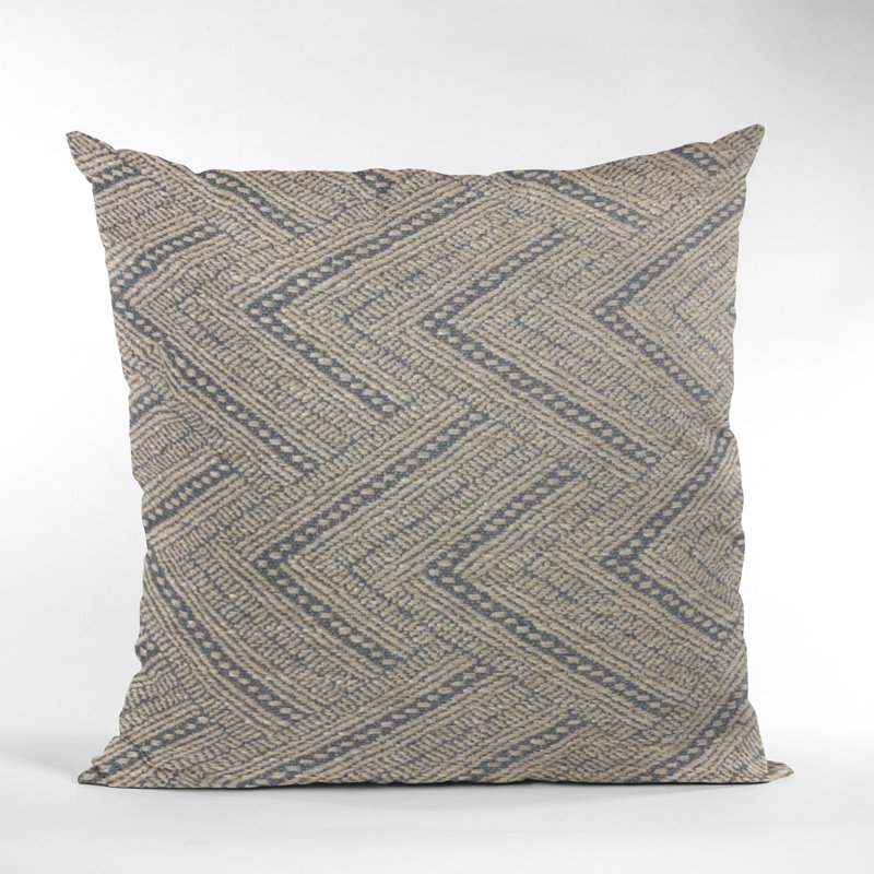 Triangles Linen Indoor/Outdoor Pillow Cover & Insert, Square 24", Blue