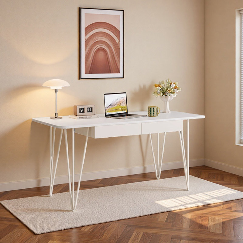 Bureau d'ordinateur en dalle de roche durable de style français, H 29,52 po x l 70,86 po x P 35,43 po