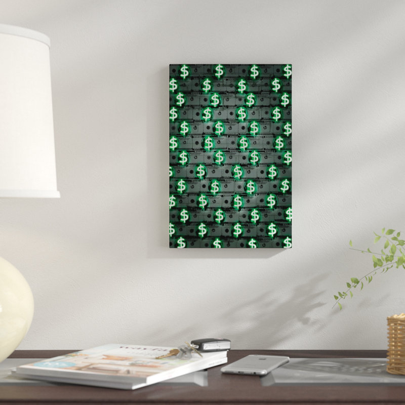 «Argent argent argent», impression sur toile, H 12 po x l 8 po x P 0,75 po, Toile tendue, Pas de tapis