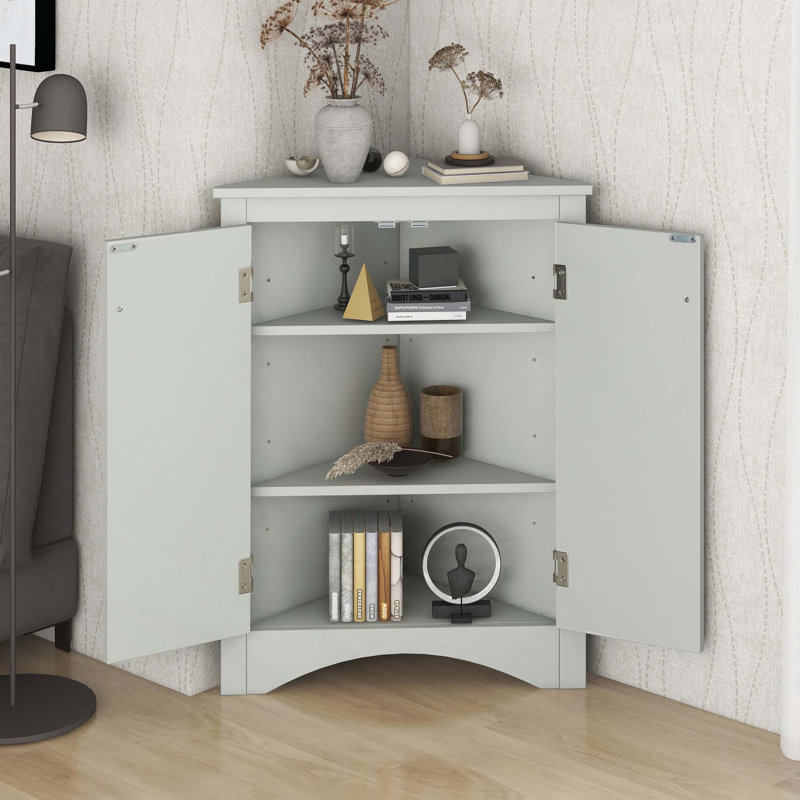Armoire de rangement triangulaire autoportante pour salle de bain avec tablettes réglables pour le salon de la cuisine à domicile