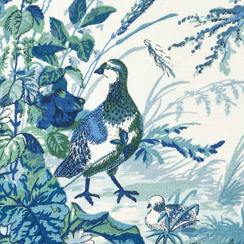 Quail Meadow Fabric, Peacock