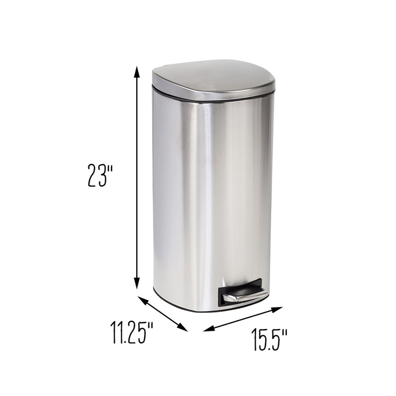 Steel Step On Kitchen Trash Can - 7.92 Gallons