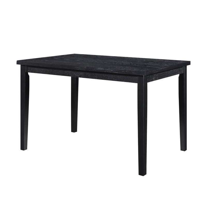 Table de salle à manger décontractée au fini noir avec placage de bois de frêne, assise en bois, pour 4 personnes, finition placage moderne, pièce, 4 utilisations