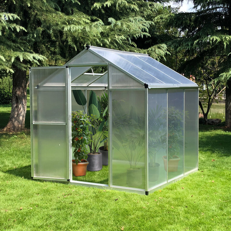  6' x 6' x 6.4' Polycarbonate Greenhouse Walk-In, Silver