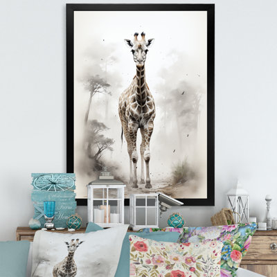 Impression sur toile minimaliste de girafes noires et blanches Minimalist