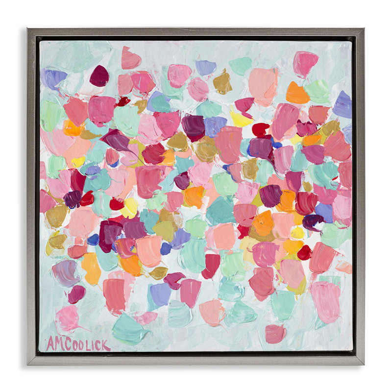 «Pastel Hue Splotches», encadré doré sur toile flottante par Ann Marie Coolick, Cadre flottant gris lustré, H 18 po x l 18 po