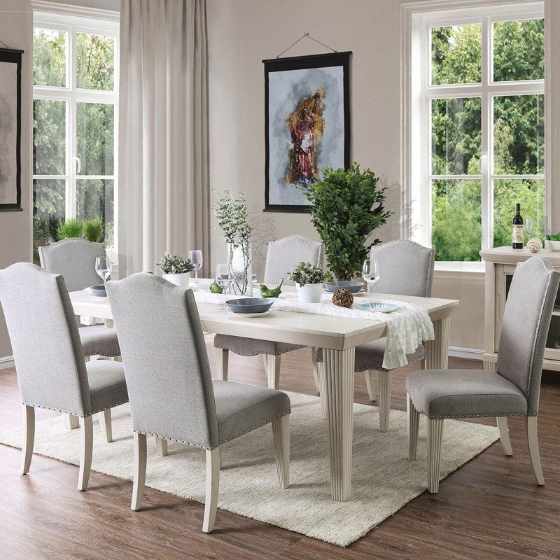 Ensemble de 2 chaises d'appoint de style transitionnel avec cadre blanc et cadre gris