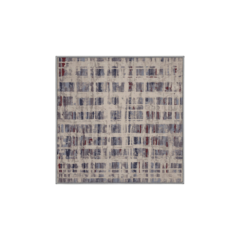 Machine Washable Gray Area Rug, Square 3'