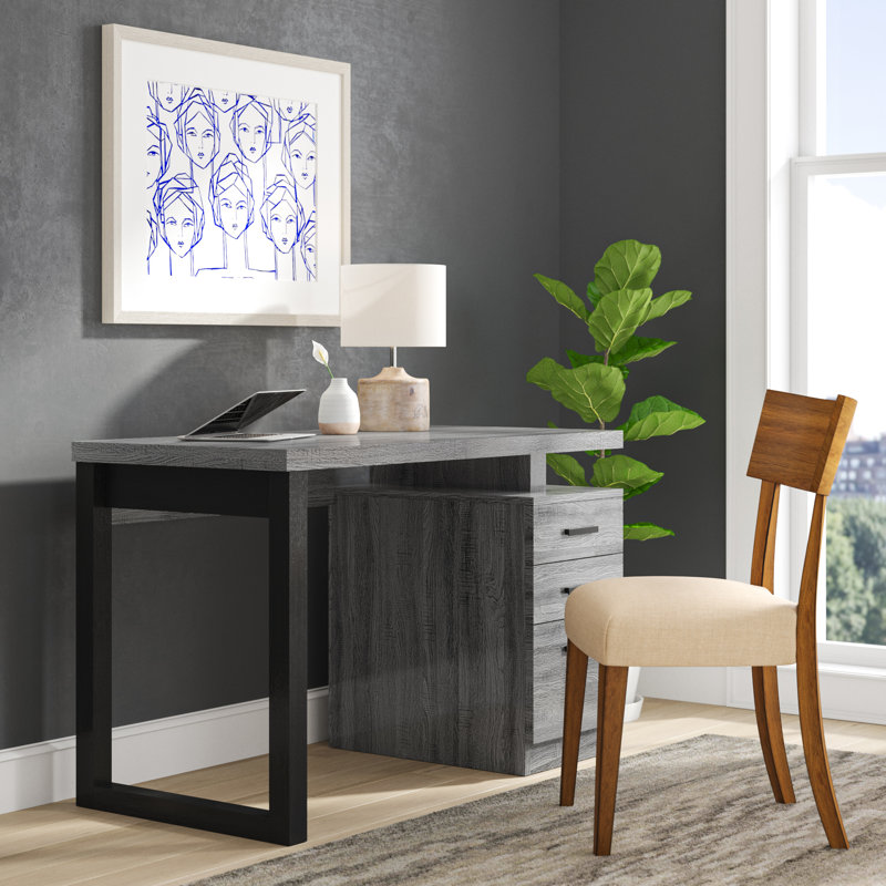 Computer Desk Home Office, Laptop, Left, Right Set-up, Storage Drawers, 48"L, Work, Laminate, White/Silver