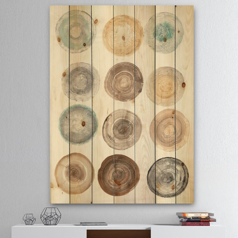 « geometric circles », impression sur bois, H 20 po x l 12 po x P 1po