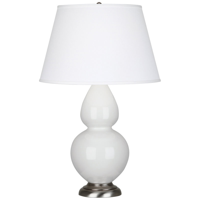 Double Gourd Ceramic Table Lamp, Lily/Antique Silver, Pearl