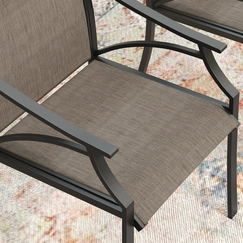 Patio Dining Set with 59" Square Dining Table and PVC-coated polyester Armrest Dining Chairs, Black