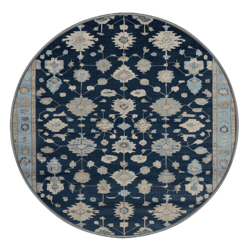Tapis gris lavable à la machine, Rond 8 pi