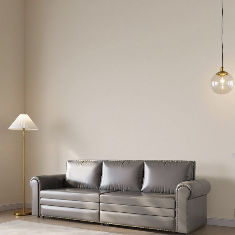 93.7 Inch 3 in 1 Convertible Sleeper Sofa Bed Chesterfield Sofa King Pull Out Sofa Bed, Gray
