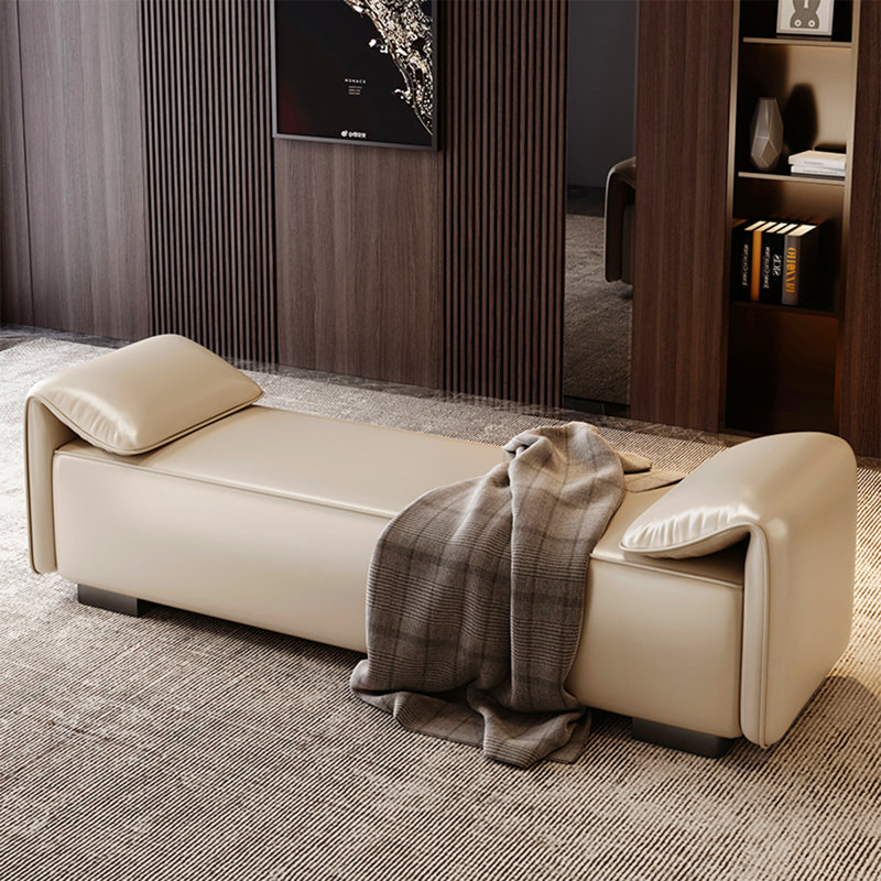 Banc avec revêtement, Beige,  H 16,93 po x l 55,12 po x P 19,69 po