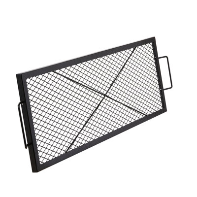 Foyer de cuisson rectangulaire en forme de foyer, acier robuste de 44 pouces, batterie de cuisine de camping portable, grande surface pour plusieurs aliments, barbecue résistant aux températures élevées, grille barbecue en acier, poignée facile à transporter,