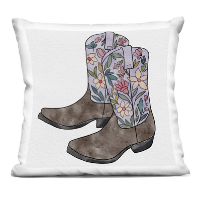 Stacked Luggage with Floral Handbag Decorative Printed Throw Pillow, design by Amanda Greenwood