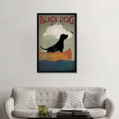 «black dog canoë co. i’affiche rétro sur toile tendue
