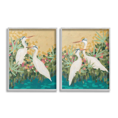 «Birds & Pond Botanicals Single Photo Frame» par June Erica Vess, 2 pièces sur toile
