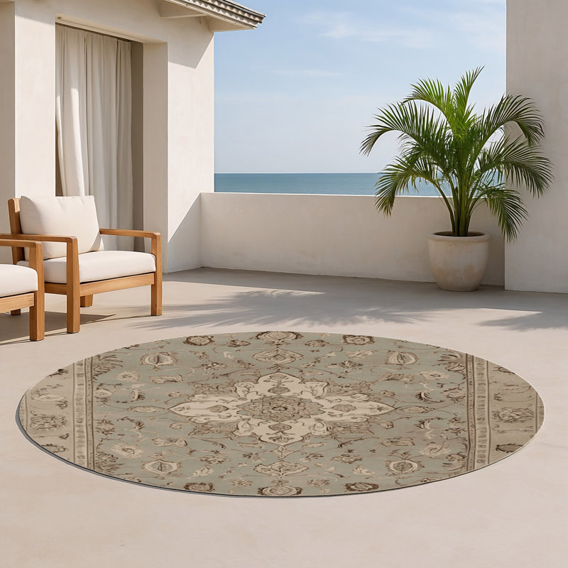 Tapis intérieur et extérieur gris Transport, Rond 5 pi
