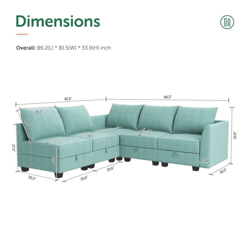 Canapé modulaire en L modulaire réversible, Mélange de polyester bleu