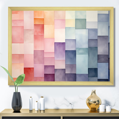 Motif de cubes multicolores III - art mural géométrique