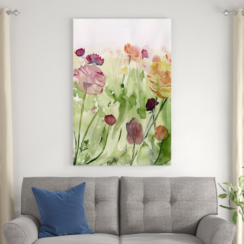 Parmi les fleurs sauvages de l'aquarelle II, H 48 po x l 32 po x P 1,25 po