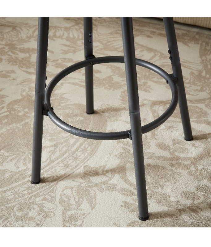 Long Bar Table Set with 3 PU Upholstered Bar Stools - Industrial Style for Kitchen & Living Room, Gray