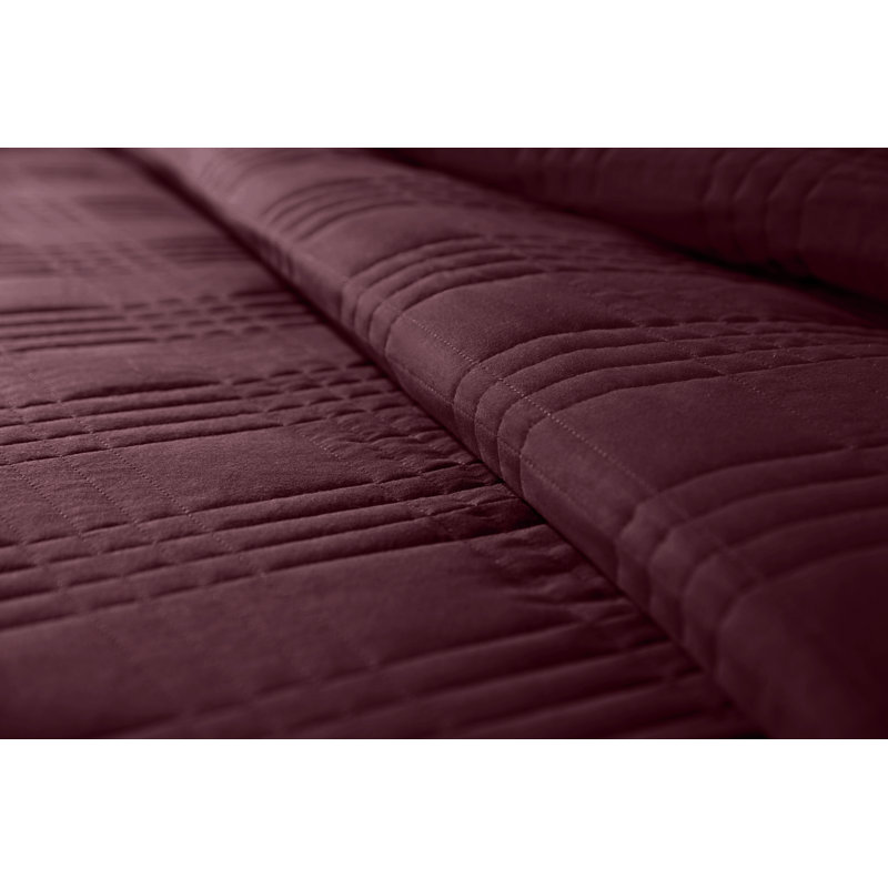 Lightweight Microfiber Reversible 3 Piece Coverlet / Bedspread Set, Queen Bedspread + 2 Standard Shams, Burgundy